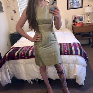 Handmade 1950 Gold Brocade Cocktail Dress and Coat